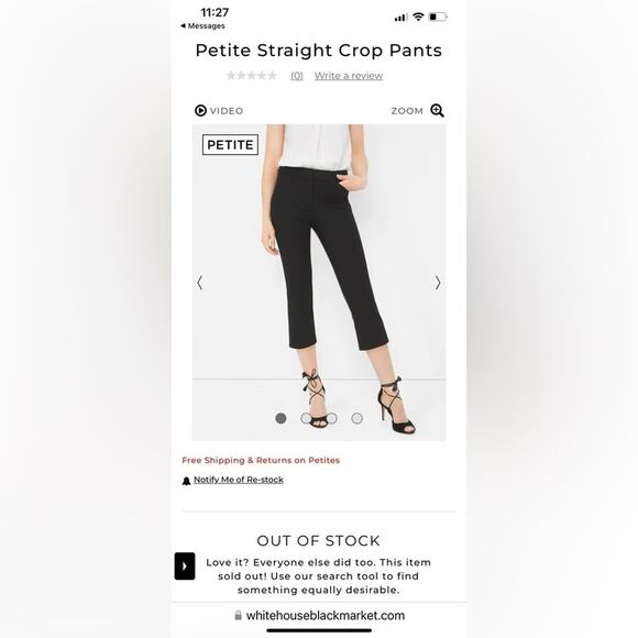 WHBM Black Petite Straight Crop Pants Size 6P (Runs Small) - Picture 9 of 9